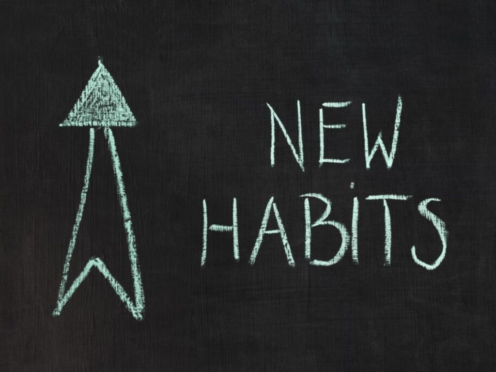 Written in teal: New Habits