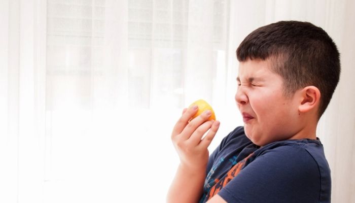 Young Boy Eating a Lemon