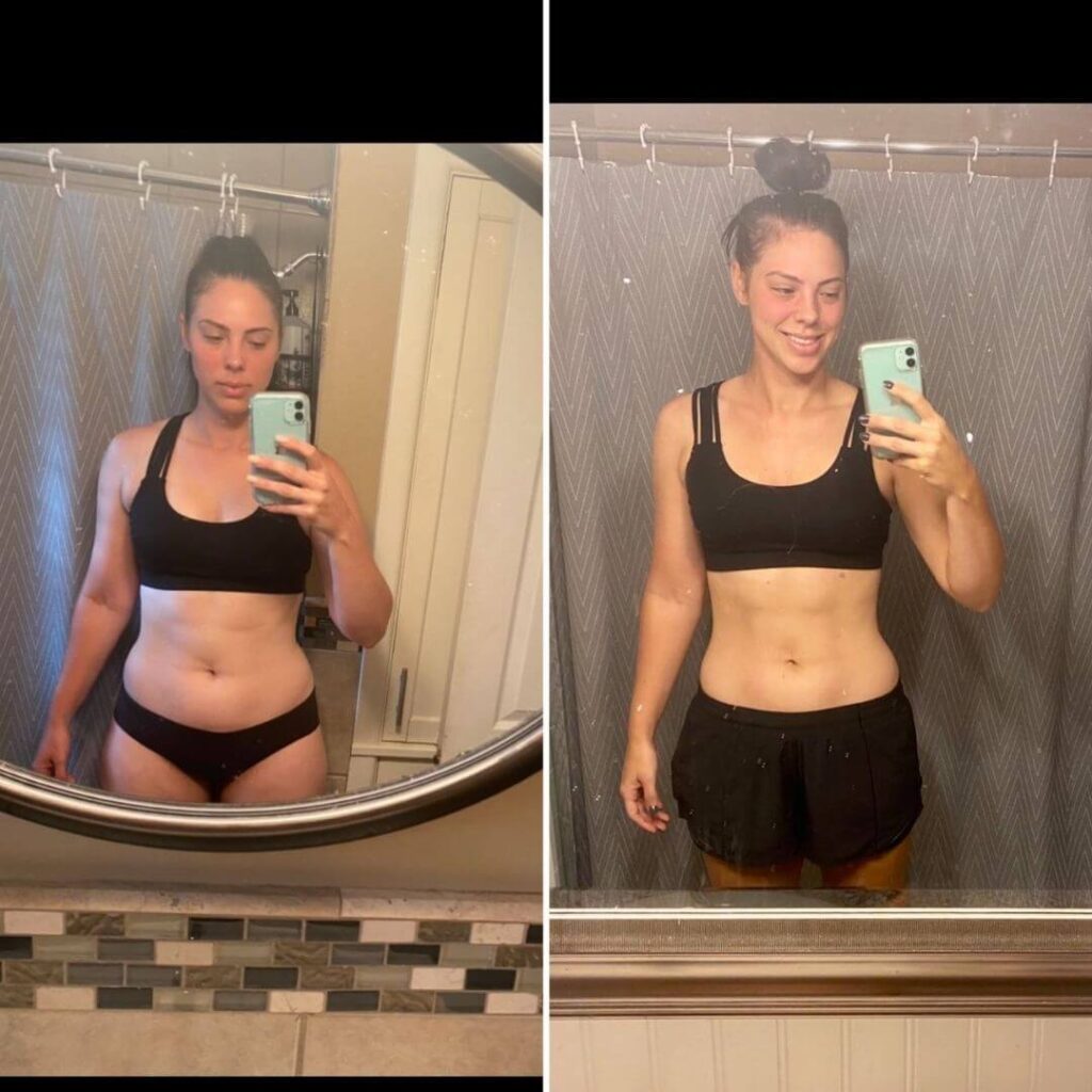 Female Progress photo, side by side comparison